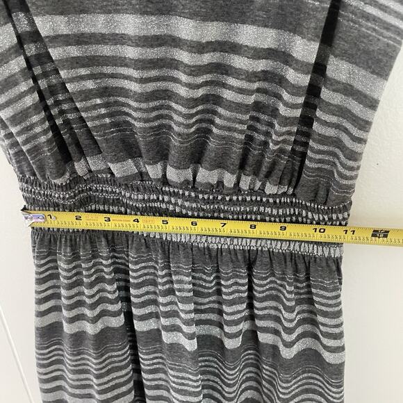 Sparkly Striped Swim Cover Up Dress S Semi Sheer Gray Sleeveless Beach Resort - Picture 9 of 10